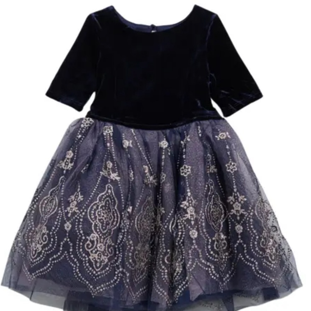 Kids Velvet Navy Dress